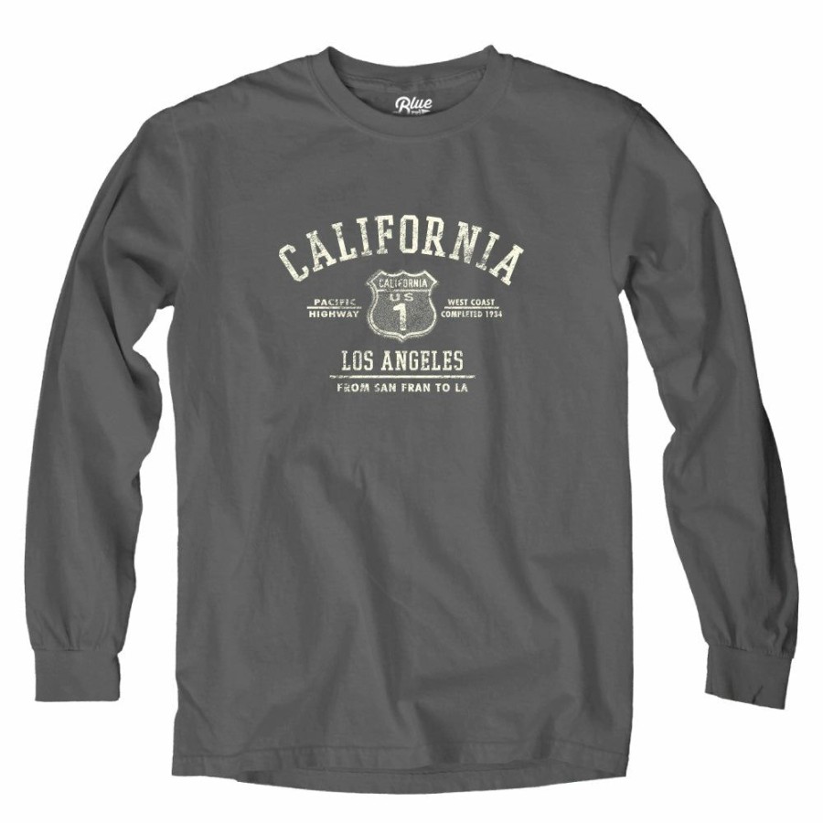 Men * | Full Star Hwy 1 Los Angeles Long Sleeve T-Shirt Special Charcoal