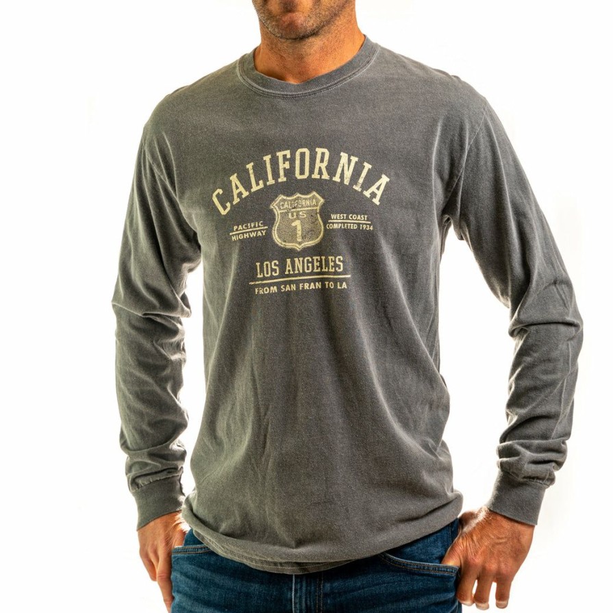 Men * | Full Star Hwy 1 Los Angeles Long Sleeve T-Shirt Special Charcoal