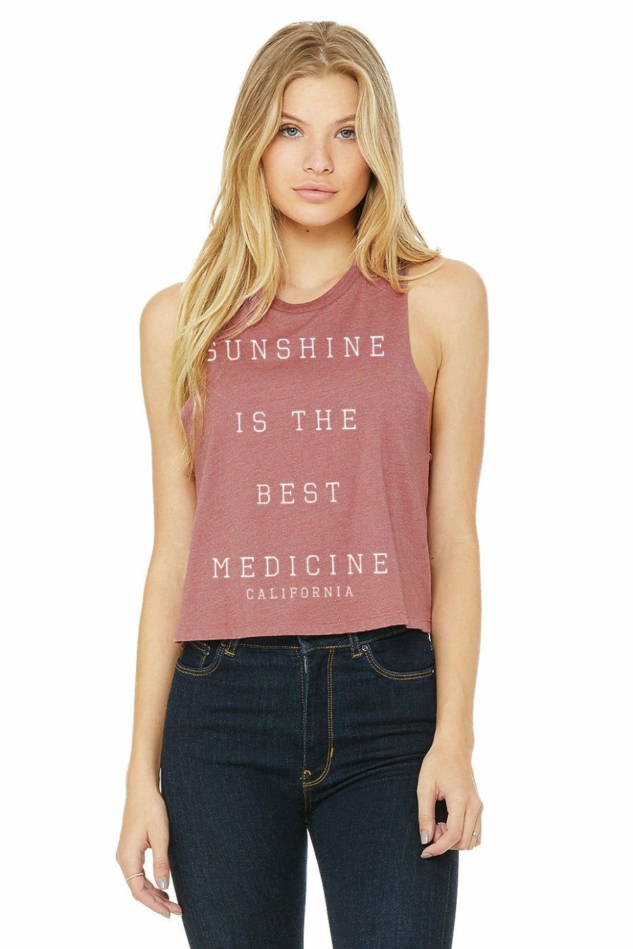 Women * | Sunshine California Crop Tank Top Wholesale Heather Mauve