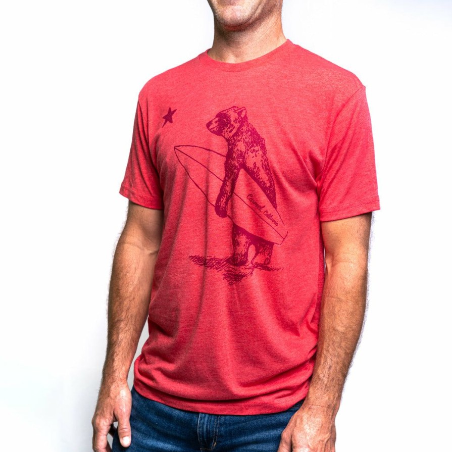 Men * | Carmel Surf Bear T-Shirt Good Quality Vintage Red