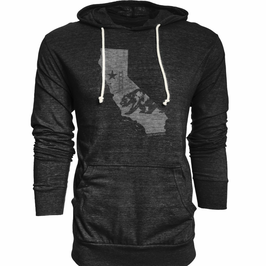 Men * | True State Golden Gate Bridge San Francisco Lightweight Hoodie Reliable Quality Black