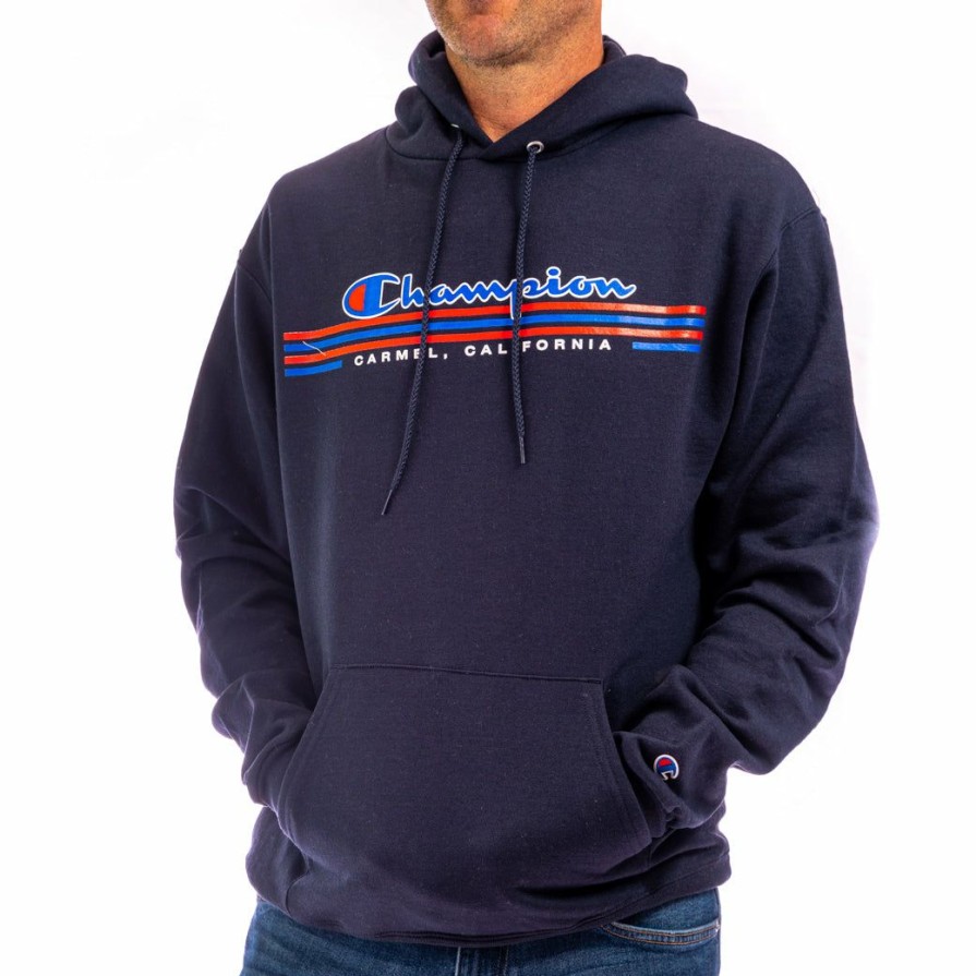 Men * | Champion Carmel Hooded Sweatshirt Top Selling Navy