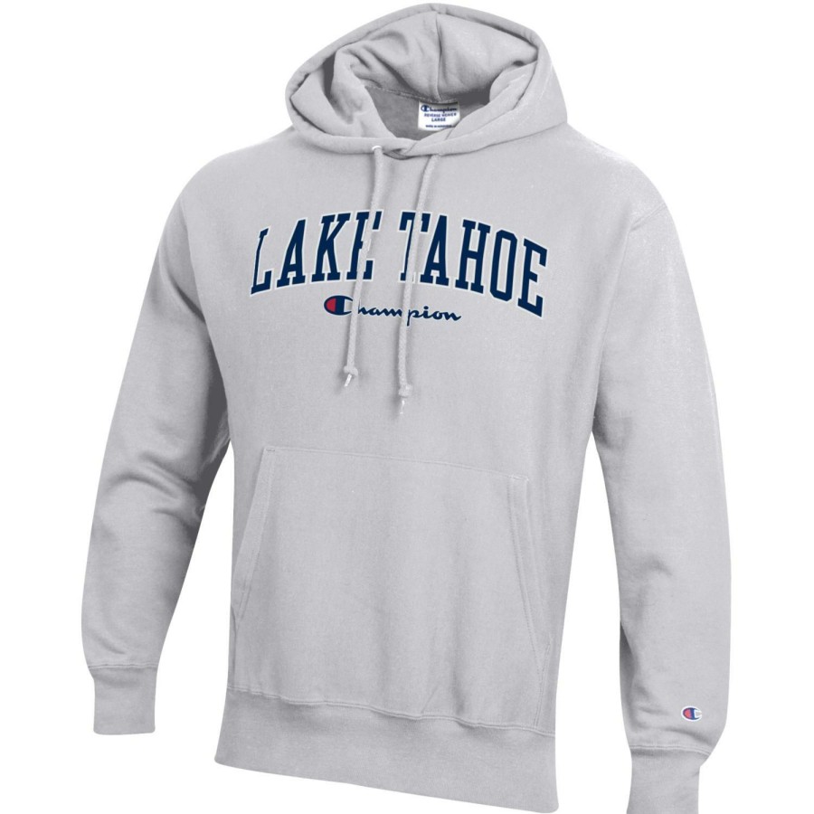 Men * | Champion Lake Tahoe Arc Hooded Sweatshirt Official Silver Grey