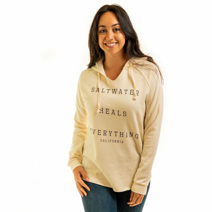 Women * | Saltwater Heals California Hooded Sweatshirt Special Bone