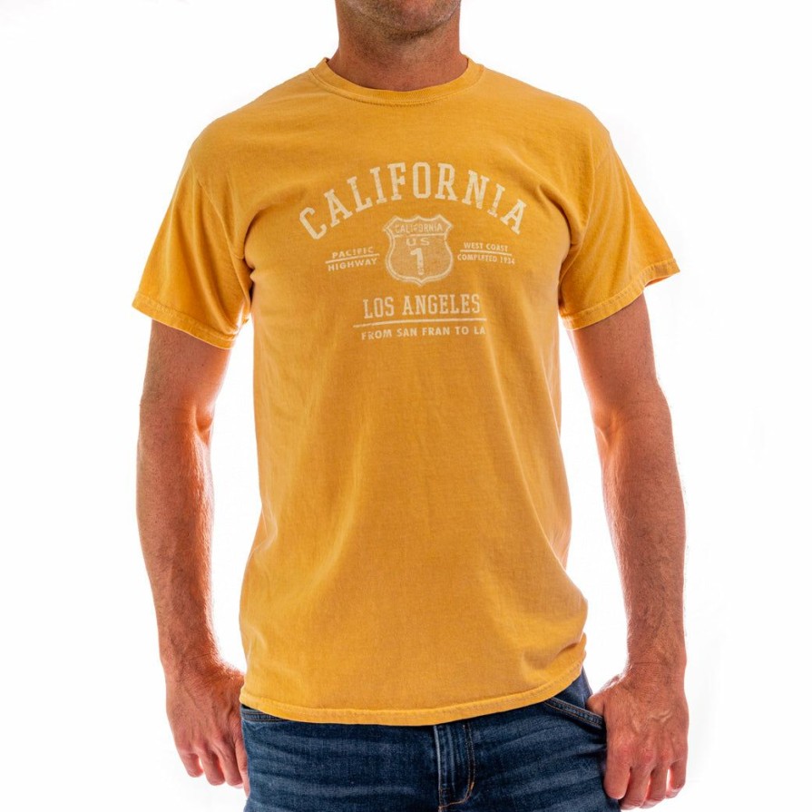 Men * | Full Star Hwy 1 Los Angeles T-Shirt Reliable Quality Mustard