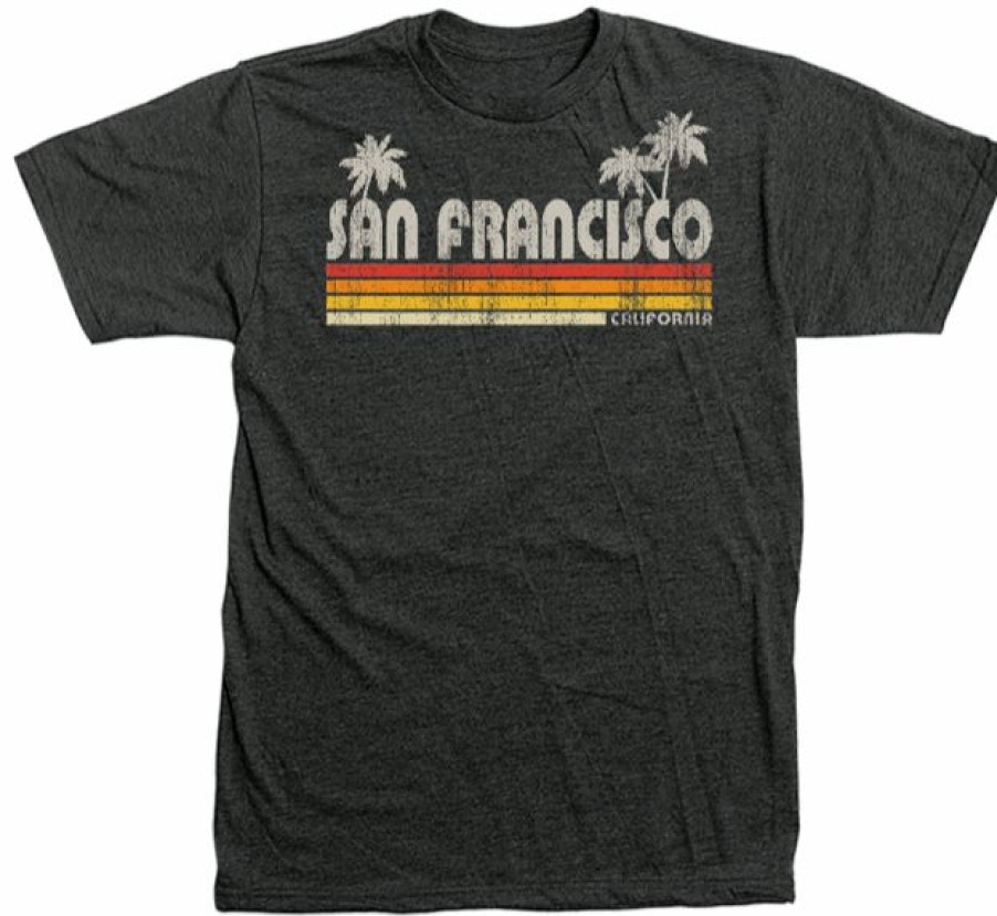 Men * | Bueller San Francisco Palm Tree T-Shirt Reliable Quality Charcoal