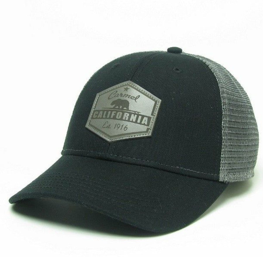 Accessories * | Carmel California Bear Surfboard Trucker Hat Top Selling Black