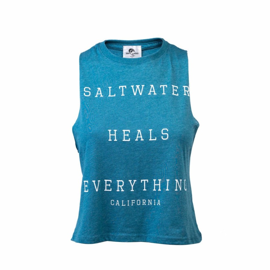 Women * | Saltwater Heals California Tank Top Online Sales Heather Deep Teal