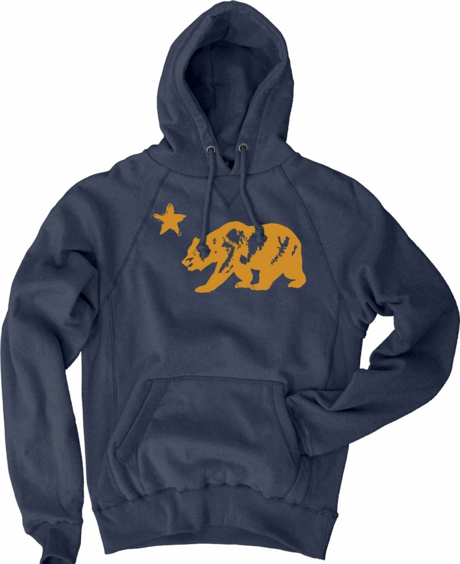 Men * | Back In Time California Bear Hooded Sweatshirt Sale Navy