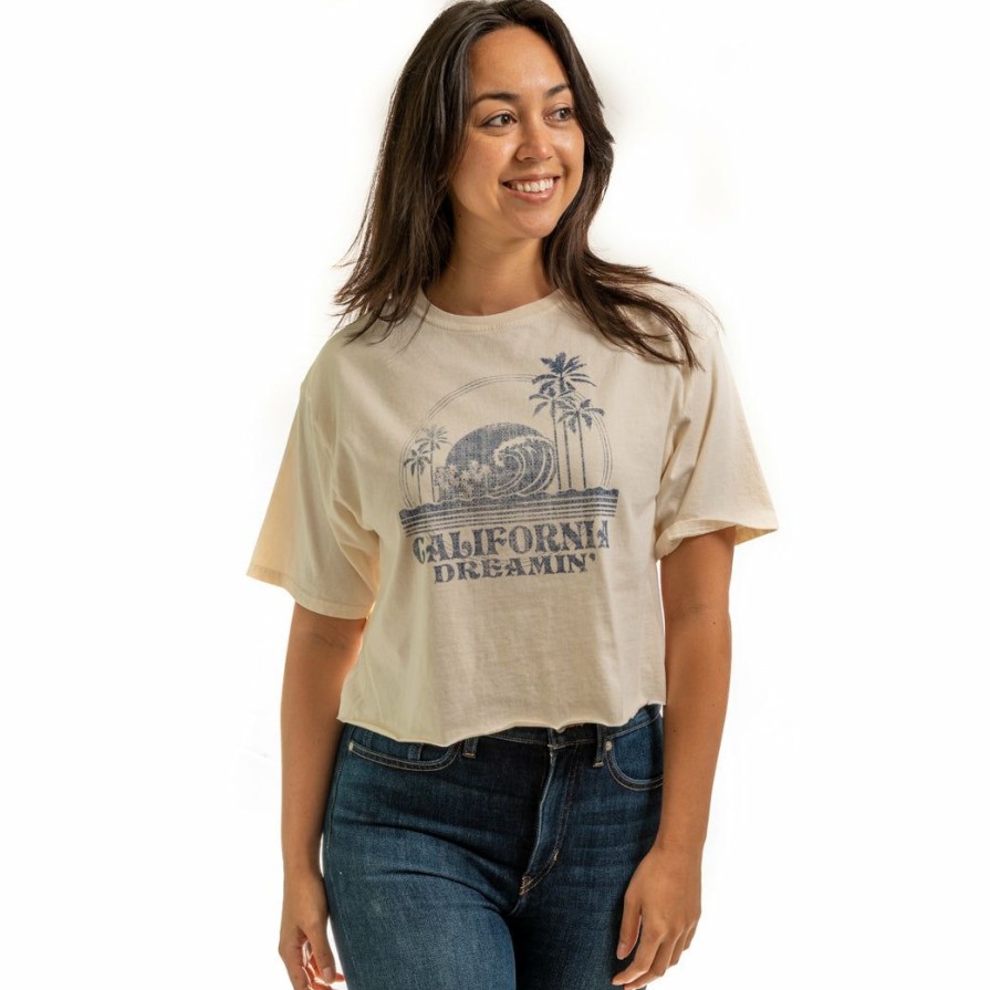 Women * | Old Time Palms California Crop T-Shirt Good Quality Ivory