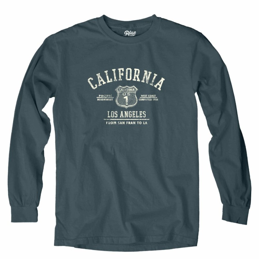 Men * | Full Star Hwy 1 Los Angeles Long Sleeve T-Shirt Top Selling Indigo