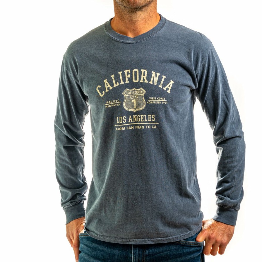 Men * | Full Star Hwy 1 Los Angeles Long Sleeve T-Shirt Top Selling Indigo