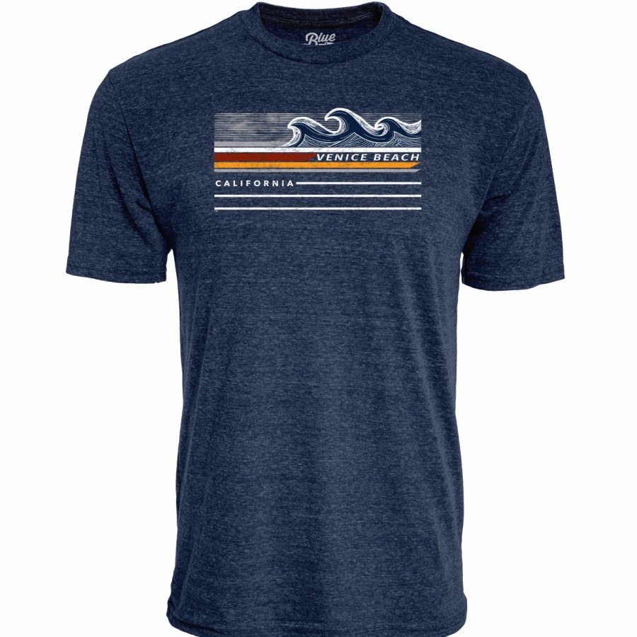 Men * | Carlesgood Wave Venice Beach T-Shirt Official Navy