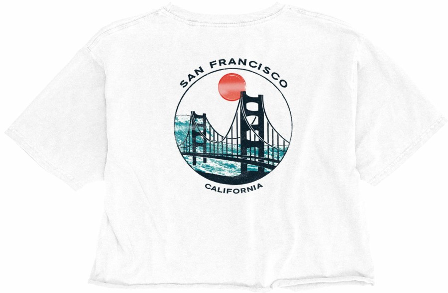 Women * | Coastal Club San Francisco Golden Gate Crop T-Shirt Wholesale White