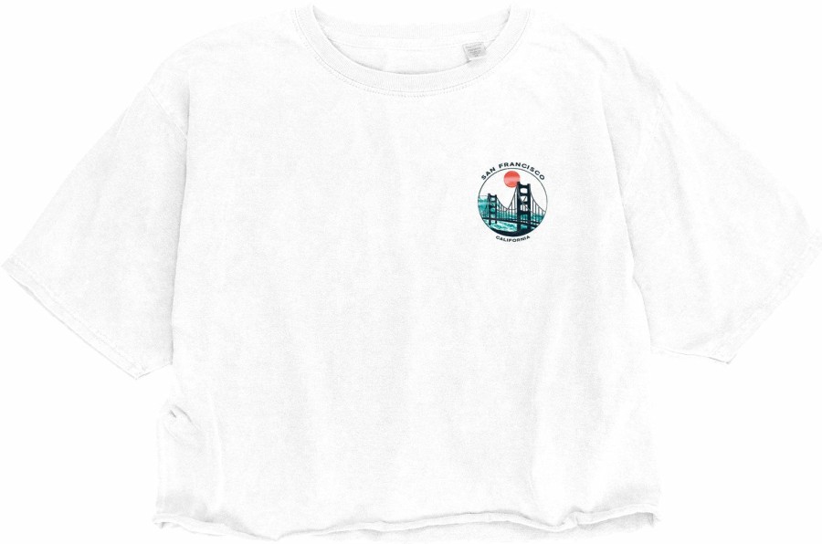 Women * | Coastal Club San Francisco Golden Gate Crop T-Shirt Wholesale White