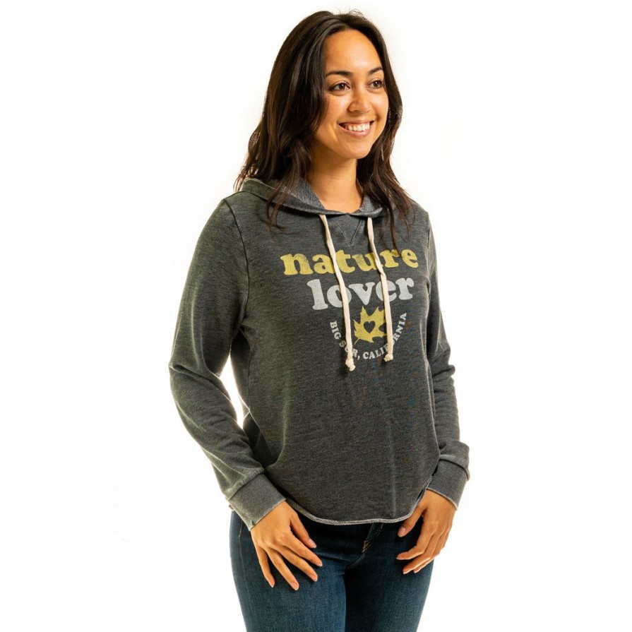 Women * | Nature Lover Big Sur Hooded Sweatshirt Top Selling Washed Black