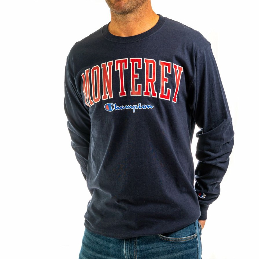 Men * | Champion Monterey Long Sleeve T-Shirt Reliable Quality Navy