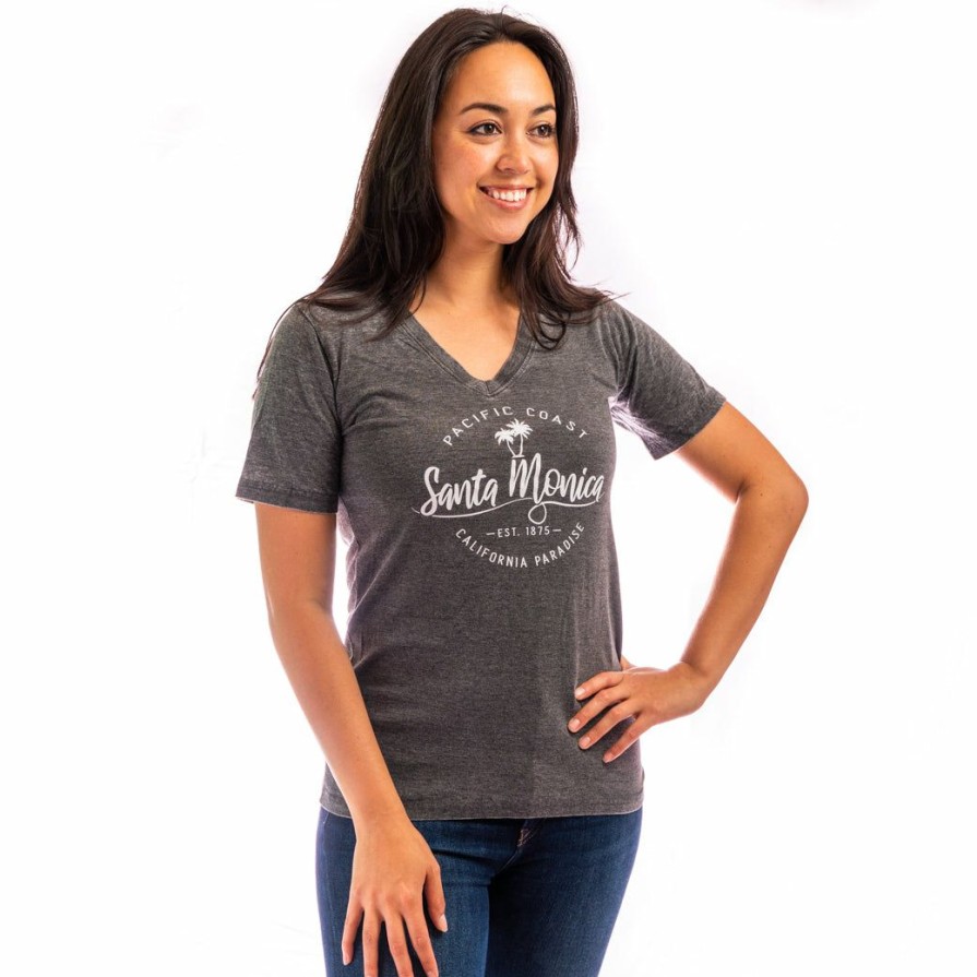 Women * | Giana Palms Santa Monica T-Shirt Sale Online Charcoal