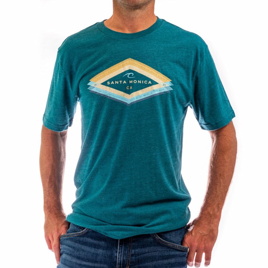 Men * | Hush Money Wave Santa Monica T-Shirt Best Choice Teal