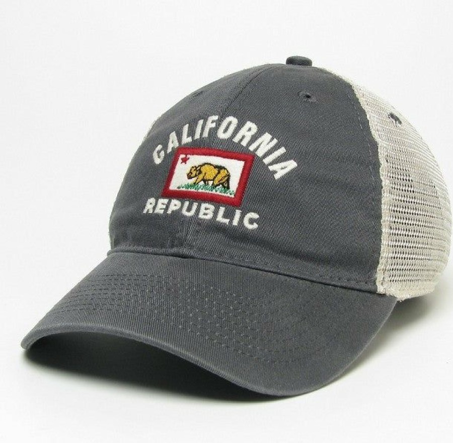 Accessories * | California Republic Flag Hat Discount Online Grey Trucker