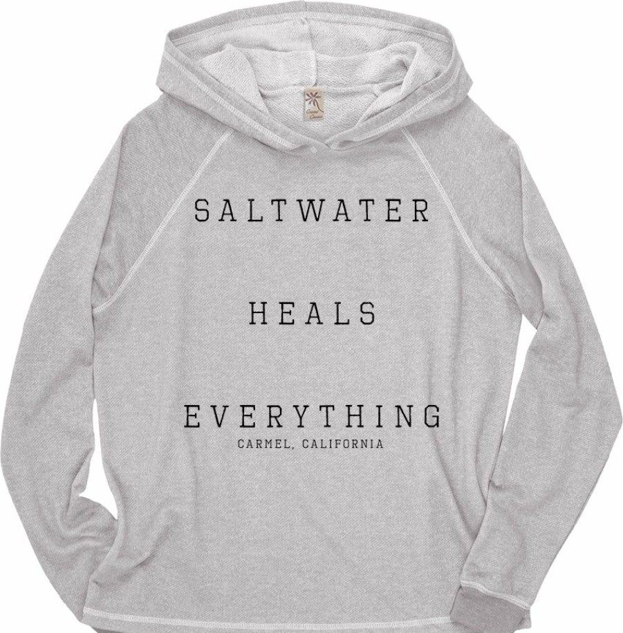 Women * | Saltwater Heals Everything Carmel Hooded Sweatshirt Classical Light Grey