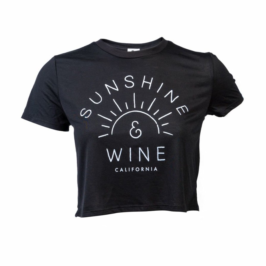 Women * | Sunshine And Wine Flowy Crop T-Shirt Cheap Online Black