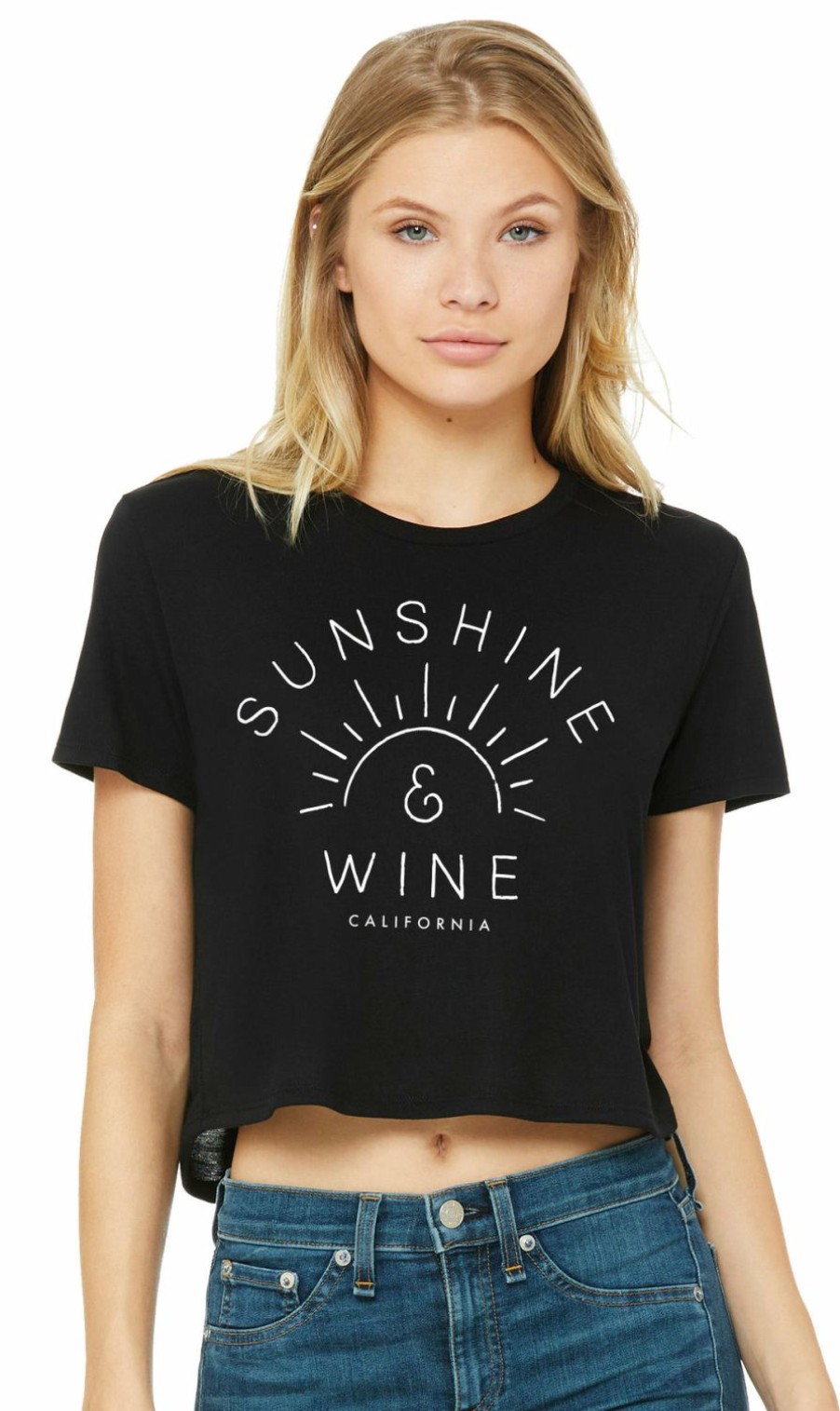 Women * | Sunshine And Wine Flowy Crop T-Shirt Cheap Online Black