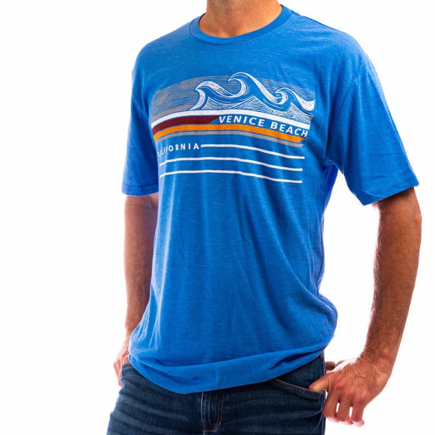 Men * | Carlesgood Wave Venice Beach T-Shirt Reliable Quality Royal