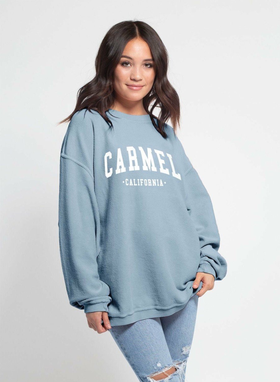 Women * | Corded Carmel Arch Crewneck Sweatshirt Classical Faded Denim