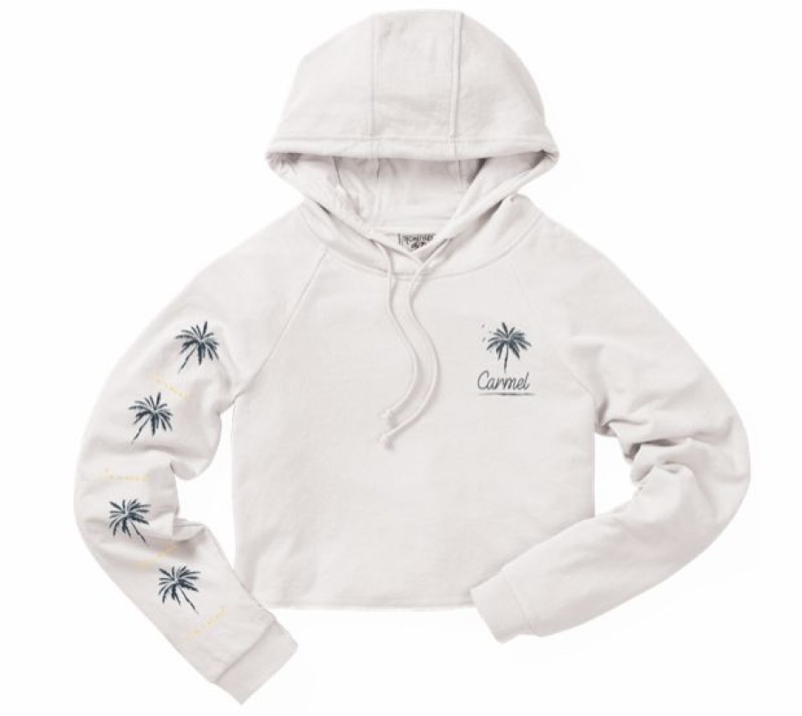 Women * | Rippin Wild One Carmel Crop Hooded Sweatshirt Sale White