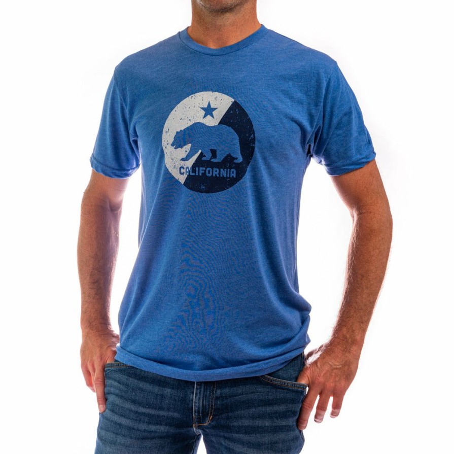 Men * | Split Circle Bear California T-Shirt Official Vintage Royal