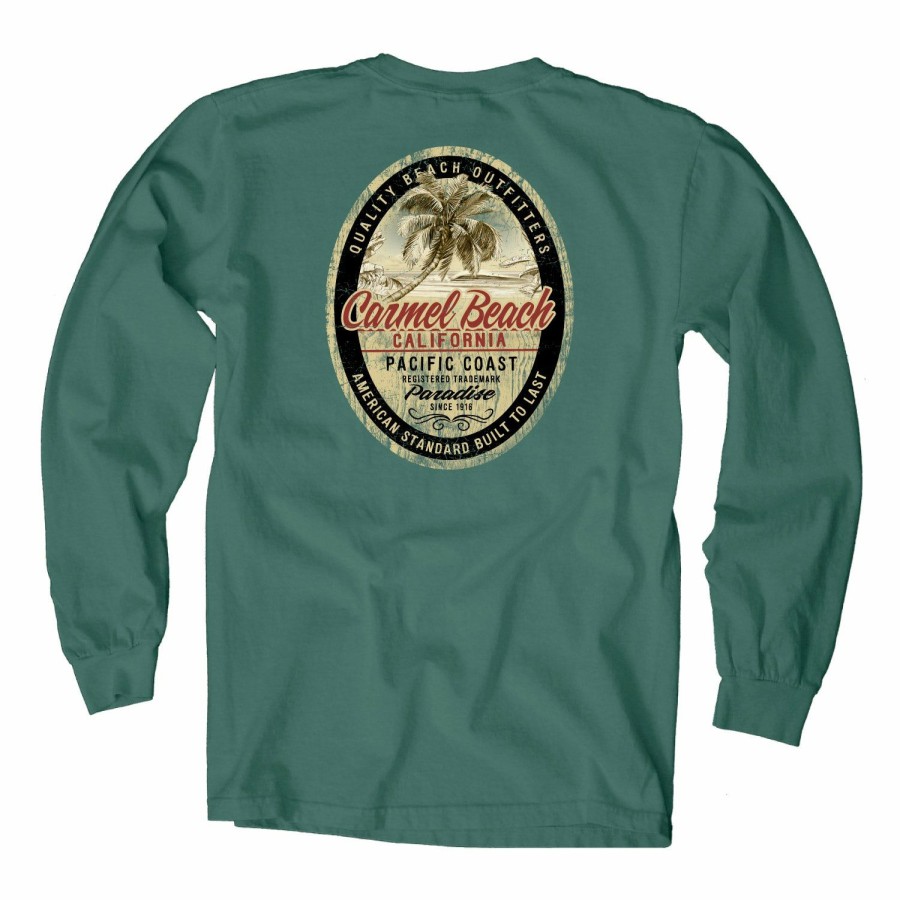 Men * | Less Surprised Beach Carmel Long Sleeve T-Shirt Hot Selling Pine