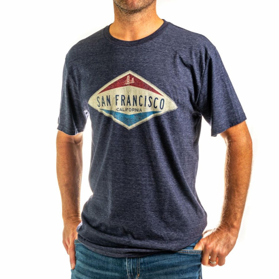 Men * | Slick Valve San Francisco Golden Gate Bridge T-Shirt Classical Navy