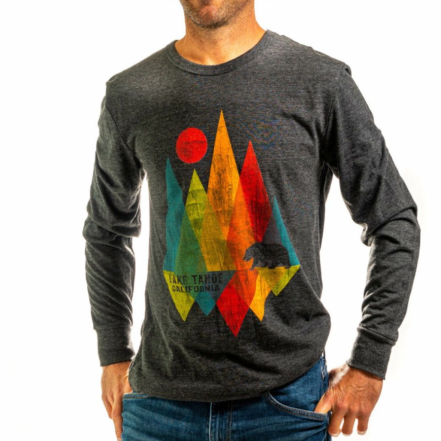 Men * | Shard Mountain Lake Tahoe Long Sleeve T-Shirt New Threads Black