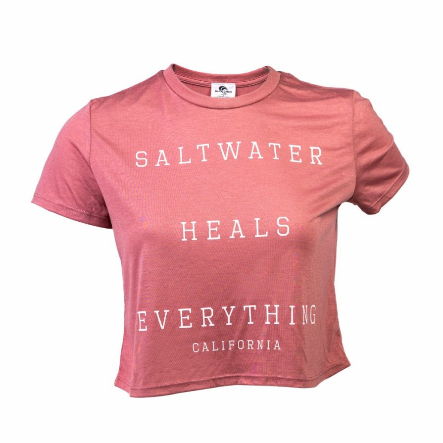 Women * | Saltwater Heals California Flowy Crop T-Shirt New Threads Mauve