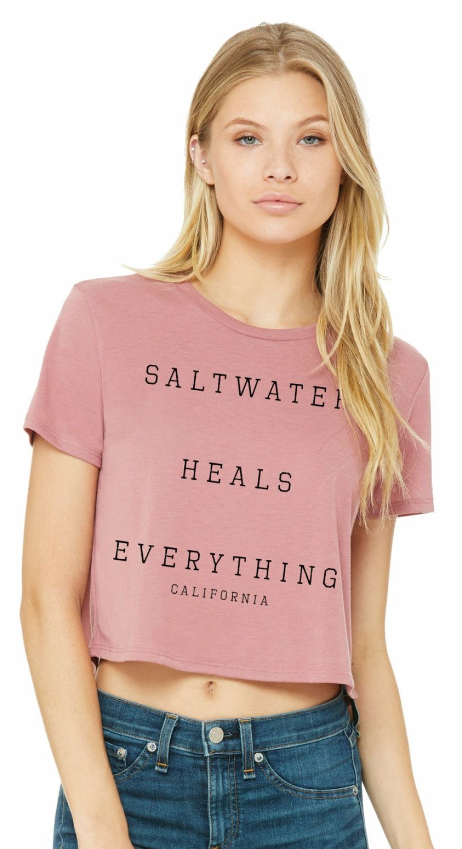 Women * | Saltwater Heals California Flowy Crop T-Shirt New Threads Mauve