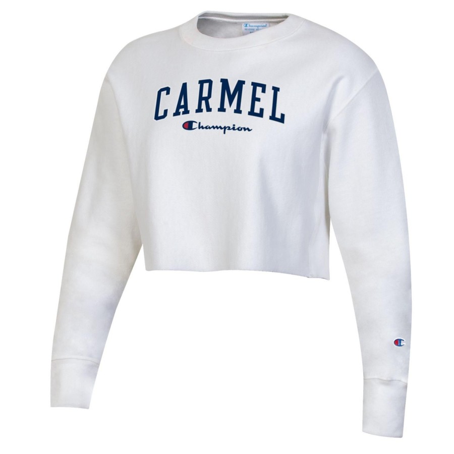 Women * | Champion Carmel Crop Crewneck Sweatshirt Best Choice White