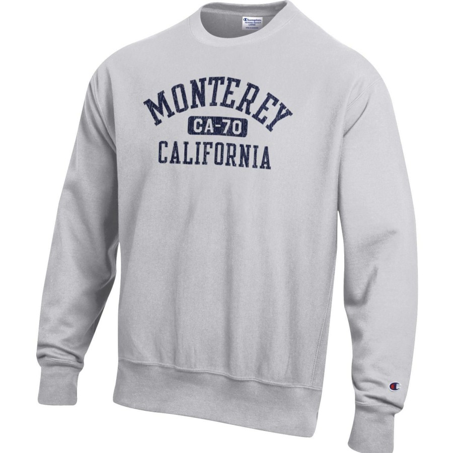 Men * | Champion Monterey Crewneck Sweatshirt Sale Silver Grey