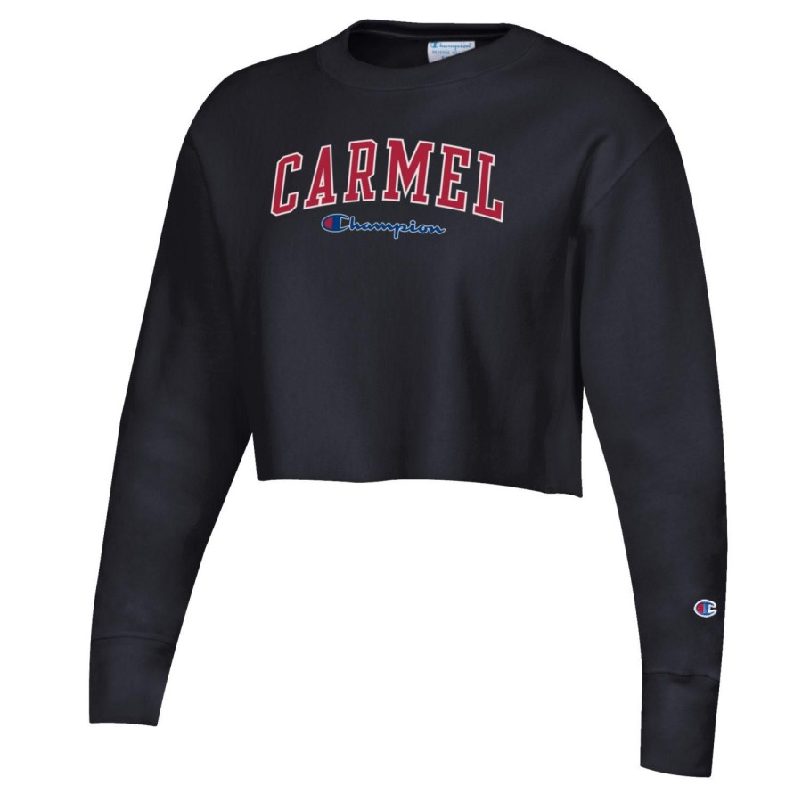 Women * | Champion Carmel Crop Crewneck Sweatshirt Sale Online Black