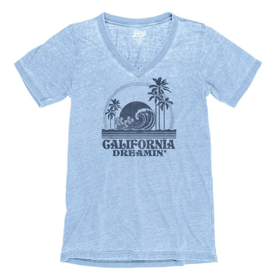 Women * | Old Time Palms California T-Shirt Sale Online Cornflower Blue