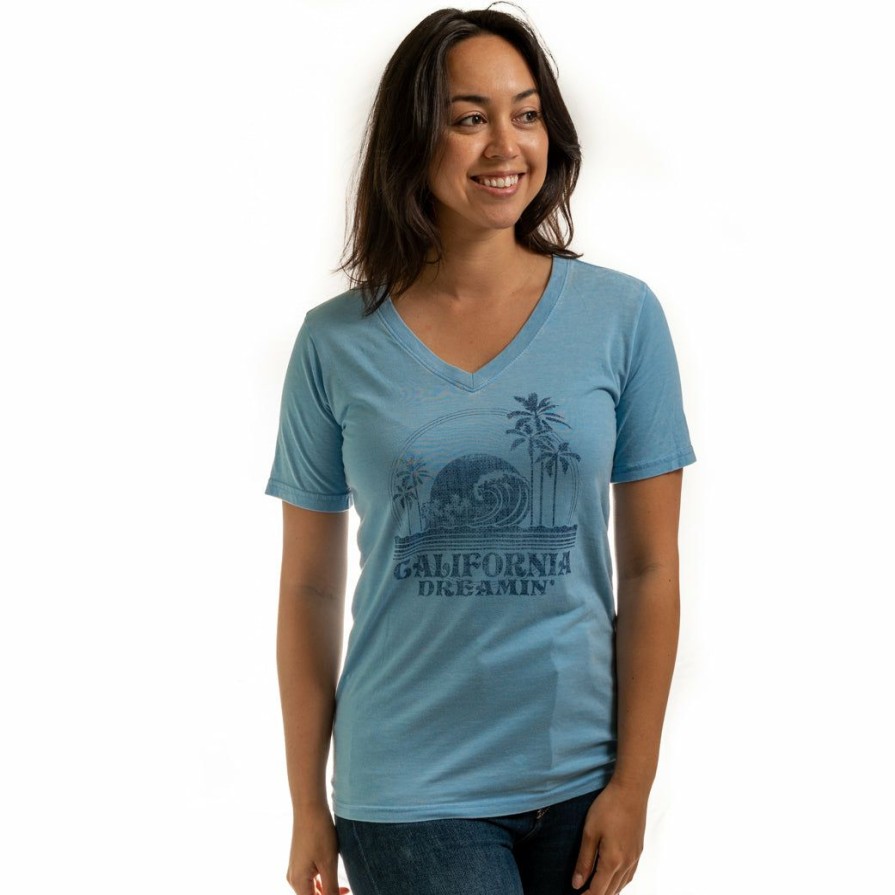 Women * | Old Time Palms California T-Shirt Sale Online Cornflower Blue