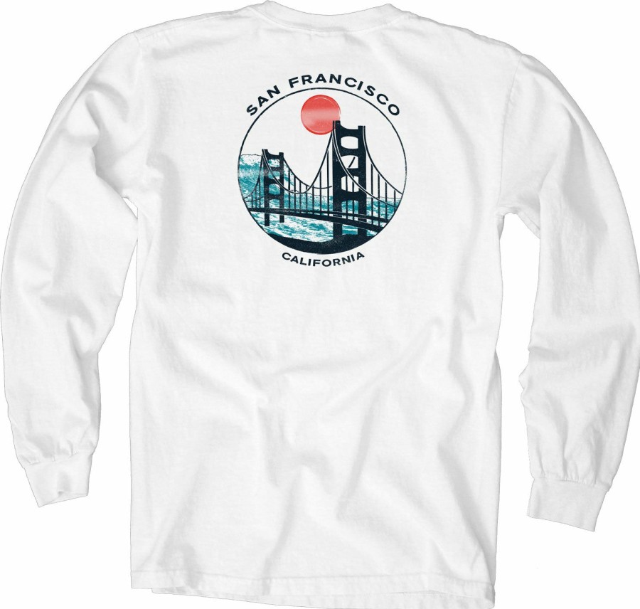 Men * | Coastal Club Golden Gate San Francisco Long Sleeve T-Shirt New Threads White