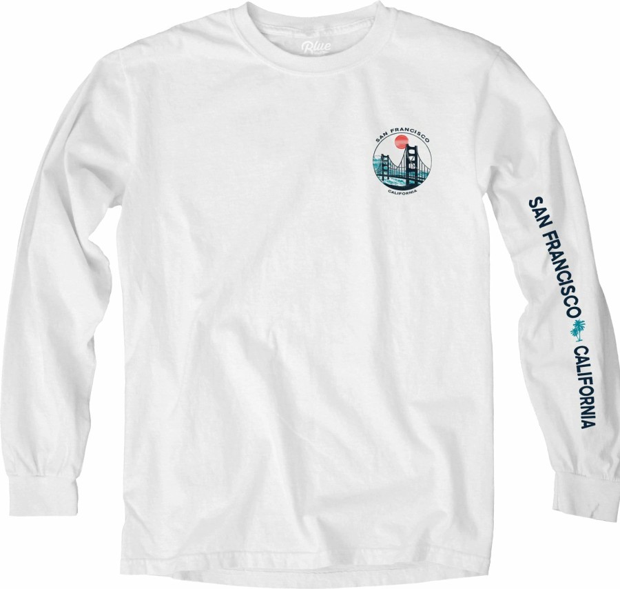 Men * | Coastal Club Golden Gate San Francisco Long Sleeve T-Shirt New Threads White