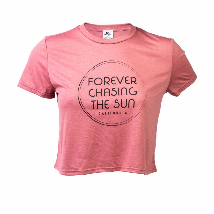 Women * | Forever Chasing The Sun California Flowy Crop T-Shirt Cheap Online Mauve