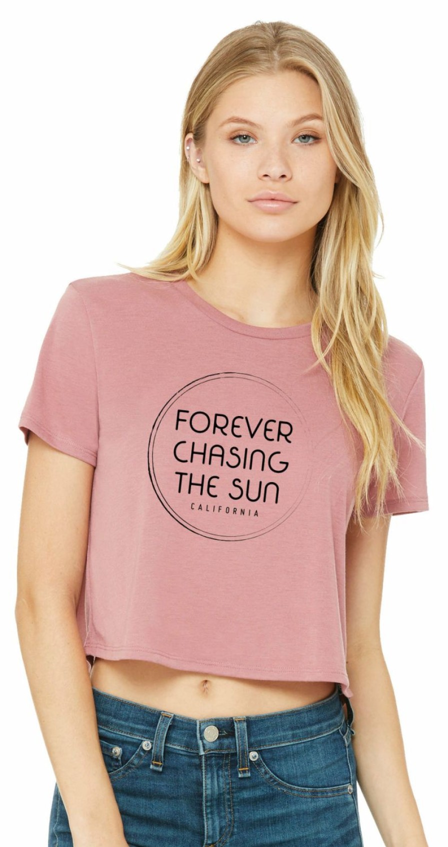 Women * | Forever Chasing The Sun California Flowy Crop T-Shirt Cheap Online Mauve