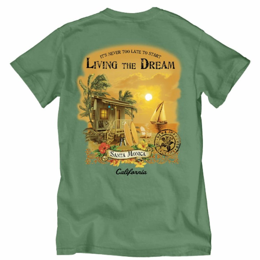 Men * | The Dream Palm Santa Monica T-Shirt Latest Dorm Green