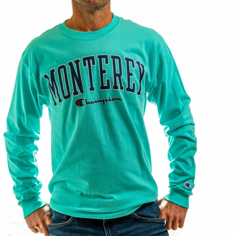 Men * | Champion Monterey Long Sleeve T-Shirt Reliable Quality Sea Green