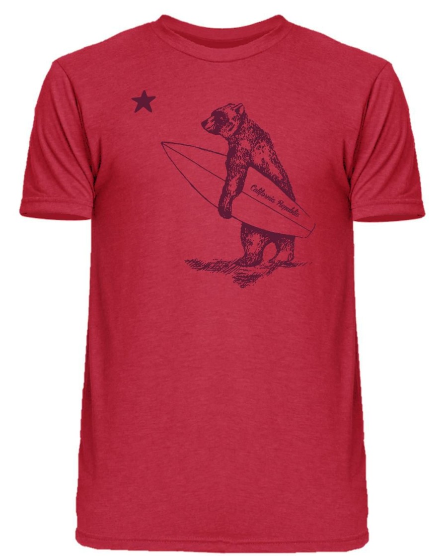 Men * | Surf Bear California T-Shirt Reliable Quality Vintage Red