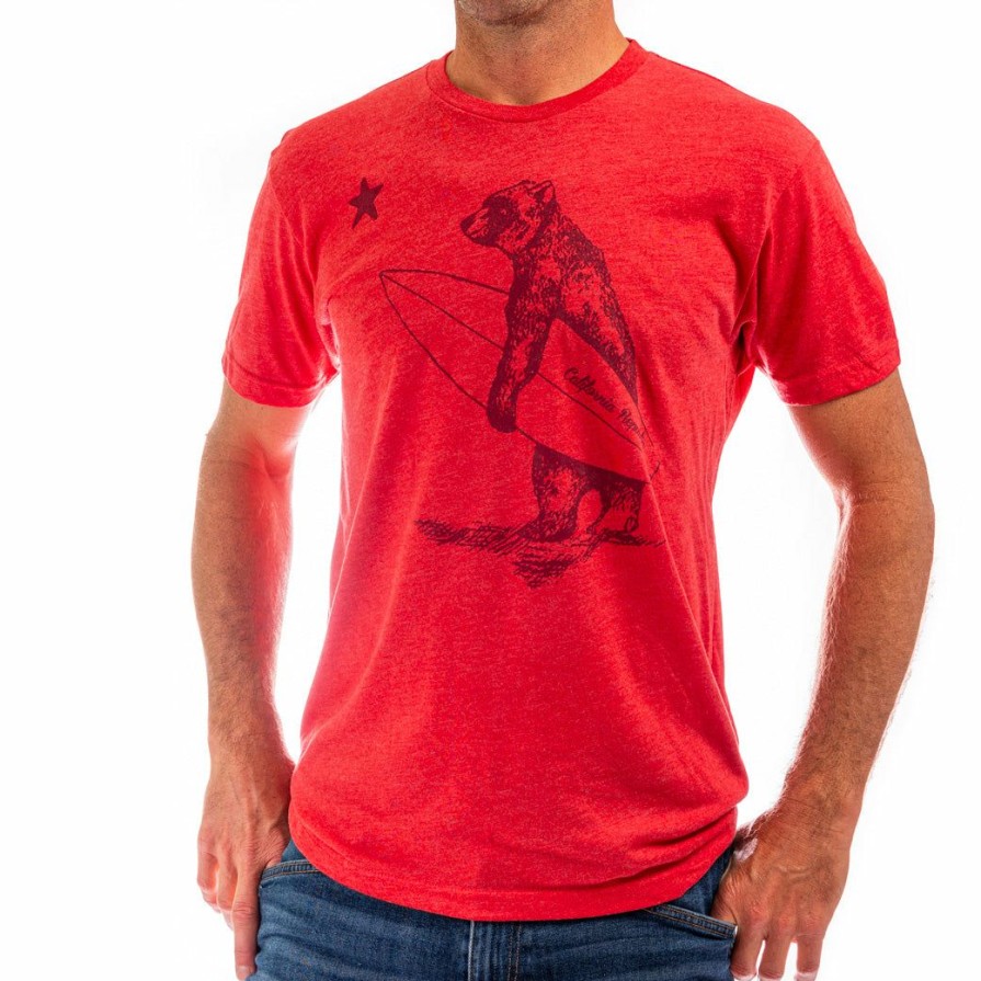 Men * | Surf Bear California T-Shirt Reliable Quality Vintage Red