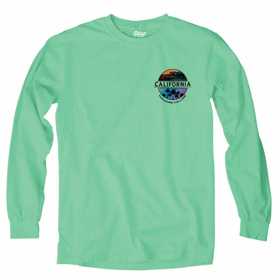 Men * | Geo Seal Palms California Long Sleeve T-Shirt Best Choice Seafoam